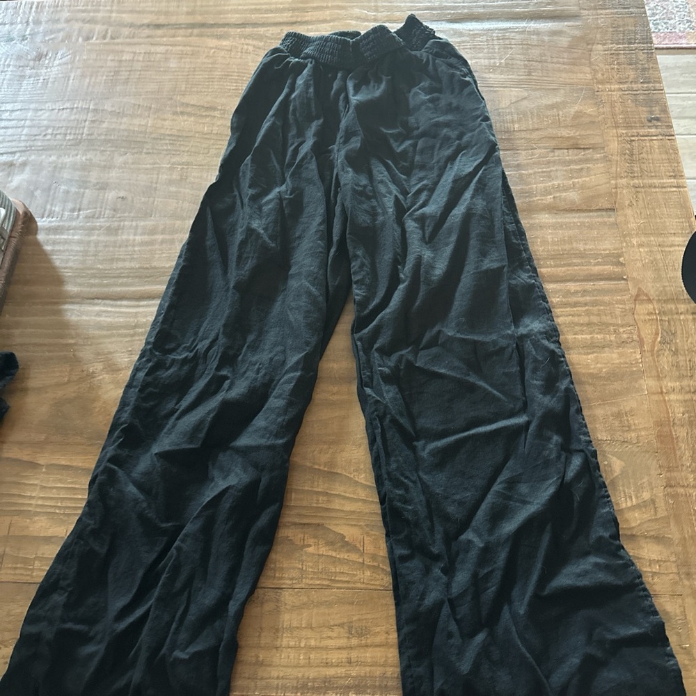 Aerie Black Smocked Waist Pants